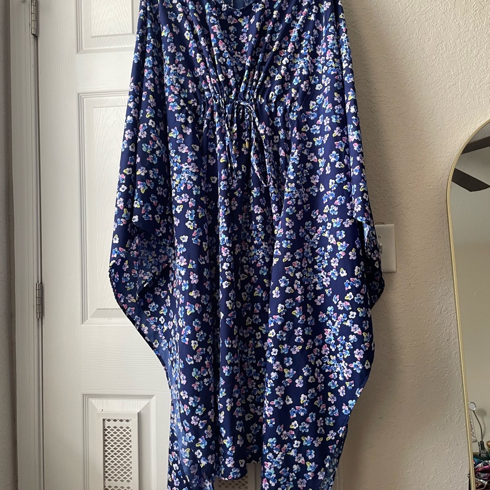 Floral Blue Poncho Top